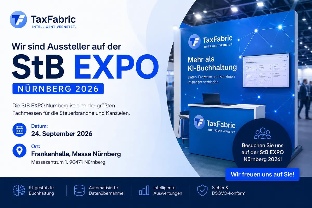 TaxFabric auf der StB EXPO Nuernberg 2026 — 24. September 2026, Frankenhalle, Messe Nuernberg